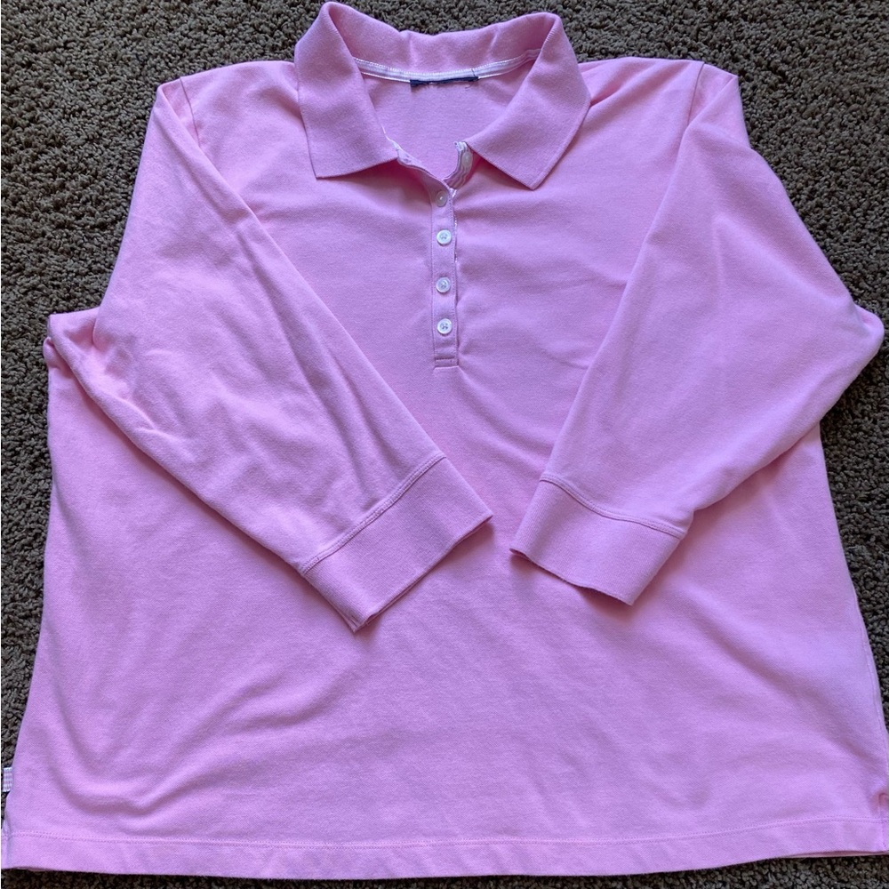Pink 3/4 Sleeve Polo Shirt